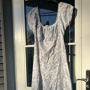 Laura Ashley Vintage Blue Paisley Maxi Dress | Lace Trim Cottagecore | Small/Med